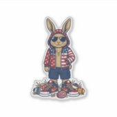 愛国イースターバニー ビンテージ ベクターTシャツ_1 シール (正面)