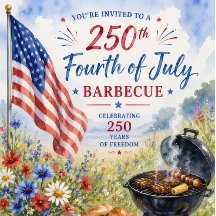 愛国ウォーターカラー 250周年 第4回独立記念日のBBQ