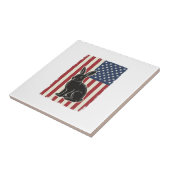 愛国ウサギアメリカ国旗ビンテージ彫刻S タイル (側面)