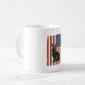 愛国ウサギ アメリカ国旗 ビンテージ風 彫刻 S コーヒーマグカップ (正面左)