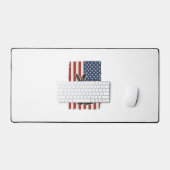 愛国ウサギ アメリカ国旗 ヴィンテージ 彫刻 S デスクマット (キーボード&マウス)