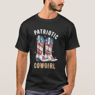 愛国カウボーイブーツ アメリカ国旗 7月4日 独立記念日 Tシャツ