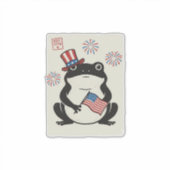 愛国カエル ビンテージ風 彫刻 ベクターアート_1 シール (正面)