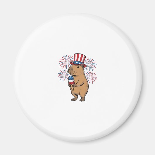愛国カピバラアイスクリーム花火Tシャツデザイン マグネット (正面)