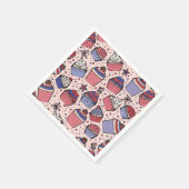 愛国ガーリー色の赤と青のカップケーキパーティー スタンダードカクテルナプキン (角)