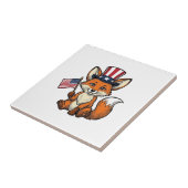愛国キツネ ビンテージ 彫刻 Tシャツ デザイン 1 タイル (側面)