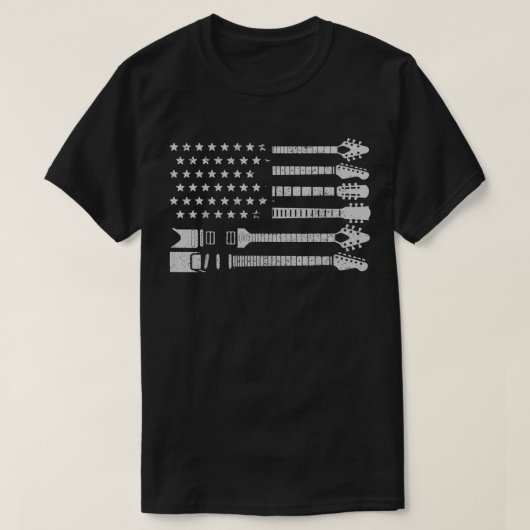 愛国ギタリストギフト アメリカ国旗 ギタリスト Tシャツ (デザイン正面)