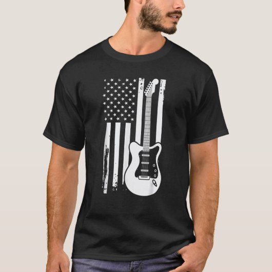 愛国ギタリスト 7月4日 アメリカ国旗 GU Tシャツ (正面)