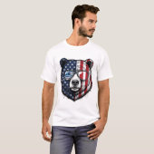 愛国クマ サングラス ヴィンテージ ベクター Tシャツ_1 Tシャツ (正面フル)