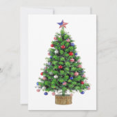 愛国クリスマスツリー 赤 白 青 アメリカ 愛国心 シーズンカード (正面)