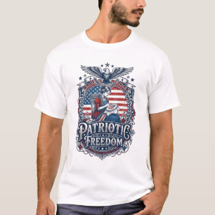 愛国クロスステッチデザイナーベクターグラフィックTシャツ_1 Tシャツ