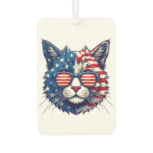愛国クール猫サングラス着用スマイル カーエアーフレッシュナー (裏面)