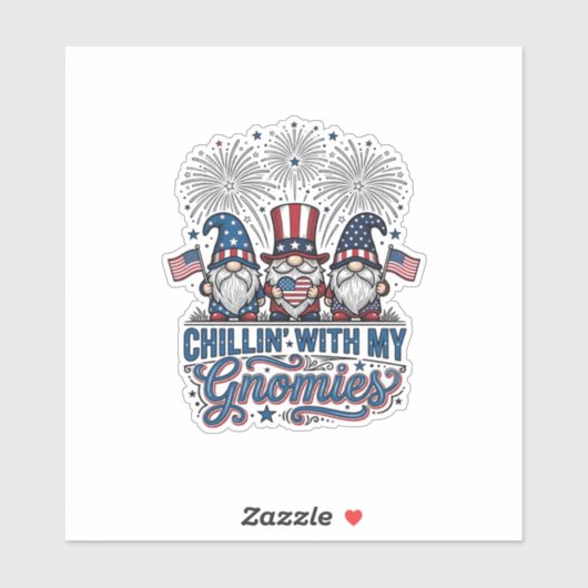 愛国グノーム+私のグノミーズと一緒のTシャツデザイン シール (シート)