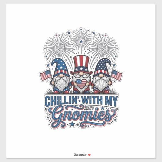 愛国グノーム+私のグノミーズと一緒のTシャツデザイン シール (シート)