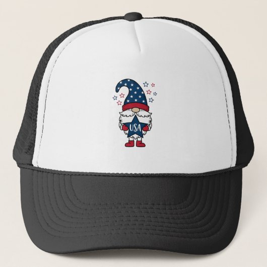 愛国グノームUSAスターベクターTシャツデザイン_1 キャップ (正面)