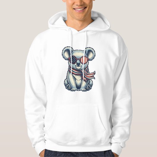 愛国コアラのビンテージ風彫刻Tシャツデザイン1 パーカ (正面)