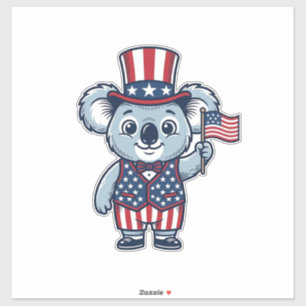 愛国コアラベクター ビンテージTシャツデザイン1 シール