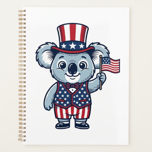 愛国コアラベクター ビンテージTシャツデザイン1 プランナー手帳 (正面)