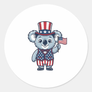 愛国コアラベクター ビンテージTシャツデザイン_1 ラウンドシール