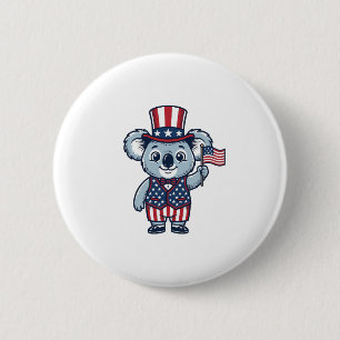 愛国コアラベクター ビンテージTシャツデザイン_1 缶バッジ