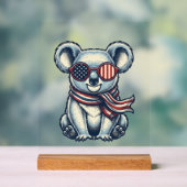 愛国コアラ ビンテージ 彫刻 Tシャツ デザイン 1 アクリルサイン (ニュートラル)