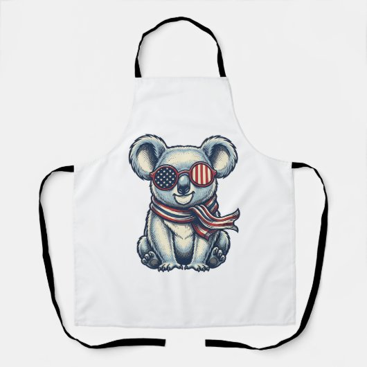 愛国コアラ ビンテージ 彫刻 Tシャツ デザイン 1 エプロン (正面)