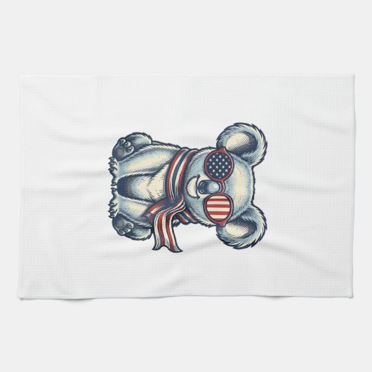 愛国コアラ ビンテージ 彫刻 Tシャツ デザイン 1 キッチンタオル (横)