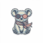 愛国コアラ ビンテージ 彫刻 Tシャツ デザイン 1 シール (正面)
