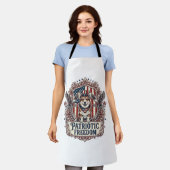 愛国コーギーベクターグラフィックTシャツ_1 エプロン (着用した状態)
