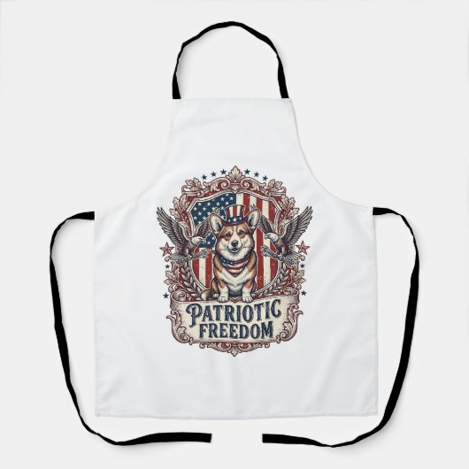 愛国コーギーベクターグラフィックTシャツ_1 エプロン (正面)