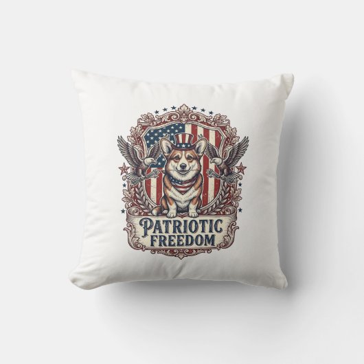 愛国コーギーベクターグラフィックTシャツ_1 クッション (正面)