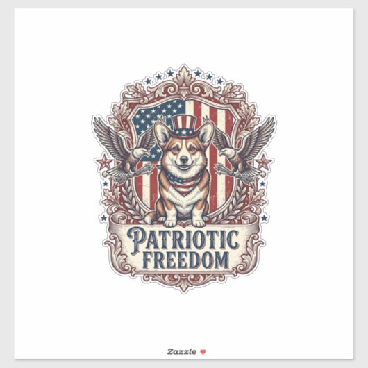 愛国コーギーベクターグラフィックTシャツ_1 シール (シート)