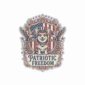 愛国コーギーベクターグラフィックTシャツ_1 シール (正面)