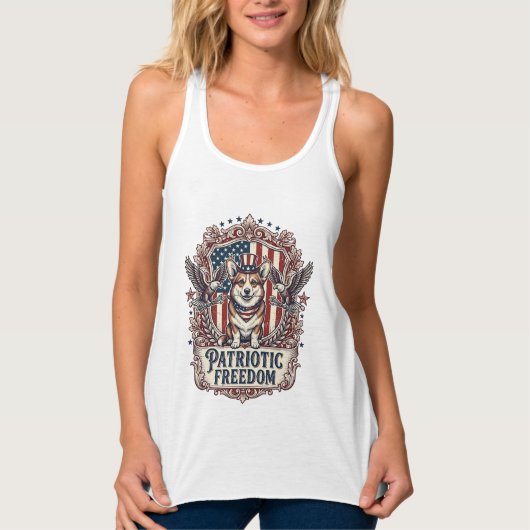 愛国コーギーベクターグラフィックTシャツ_1 タンクトップ (正面)