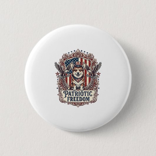 愛国コーギーベクターグラフィックTシャツ_1 缶バッジ (正面)