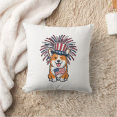 愛国コーギー花火犬ベクターデザイン_1 クッション (ブランケット)