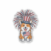 愛国コーギー花火犬ベクターデザイン_1 シール (正面)