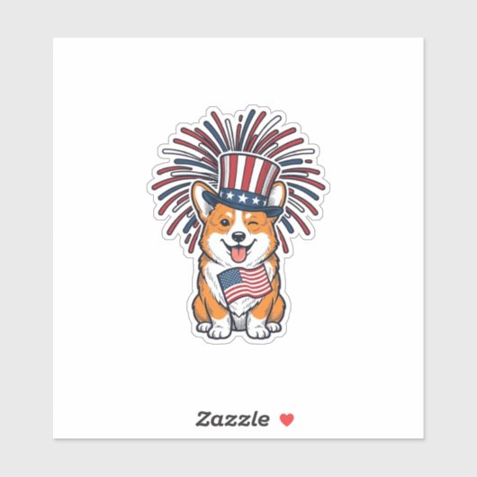 愛国コーギー花火犬ベクターデザイン_1 シール (シート)