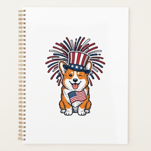 愛国コーギー花火犬ベクターデザイン_1 プランナー手帳 (正面)