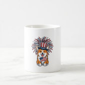 愛国コーギー花火犬ベクター デザイン_1 コーヒーマグカップ (中央)