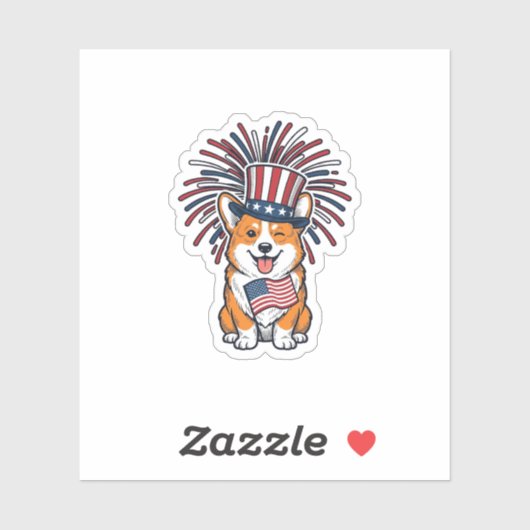 愛国コーギー花火犬ベクター デザイン_1 シール (シート)