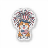 愛国コーギー花火犬ベクター デザイン_1 シール (正面)