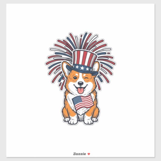 愛国コーギー花火犬ベクター デザイン_1 シール (シート)