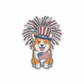 愛国コーギー花火犬ベクター デザイン_1 シール (正面)