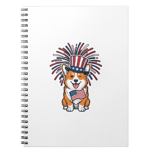愛国コーギー花火犬ベクター デザイン_1 ノートブック (正面)