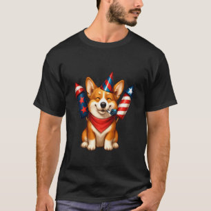 愛国コーギー 7月4日 犬 Tシャツ
