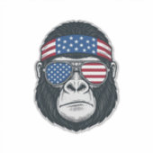 愛国ゴリラの顔 ビンテージ風彫刻 ベクター_1 シール (正面)