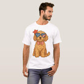 愛国ゴルデンドゥードルイラスト Tシャツ (正面フル)