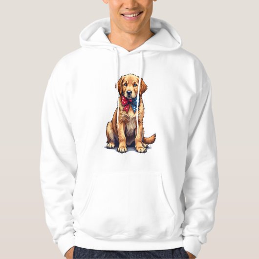 愛国ゴールデンレトリバーの子犬ビンテージTシャツ 4 パーカ (正面)