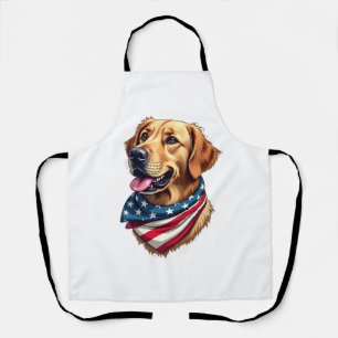 愛国ゴールデンレトリバーの頭部ビンテージTシャツ エプロン